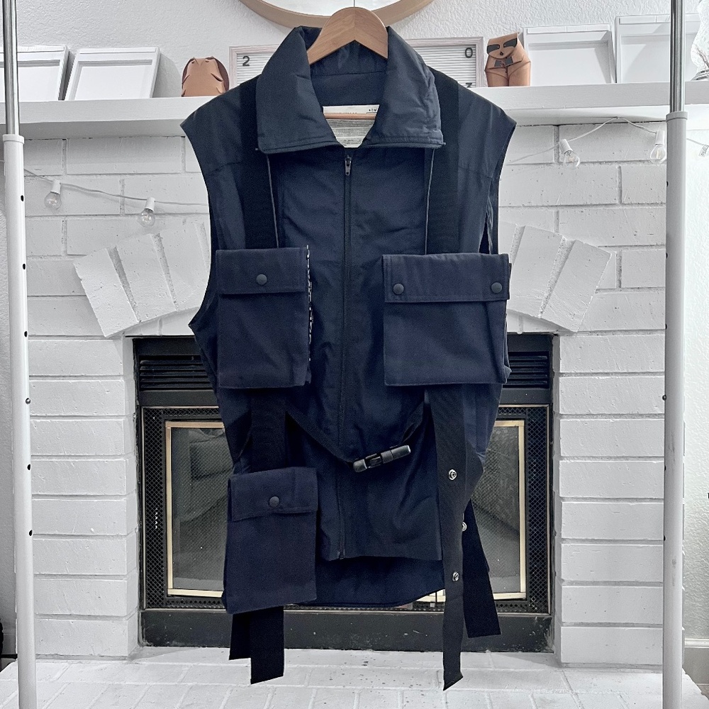 A-Cold-Wall* Collared Utility Vest Deep Navy Multiple Pockets